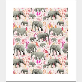 Sweet Elephants in Pink, Orange and Cream Posters and Art